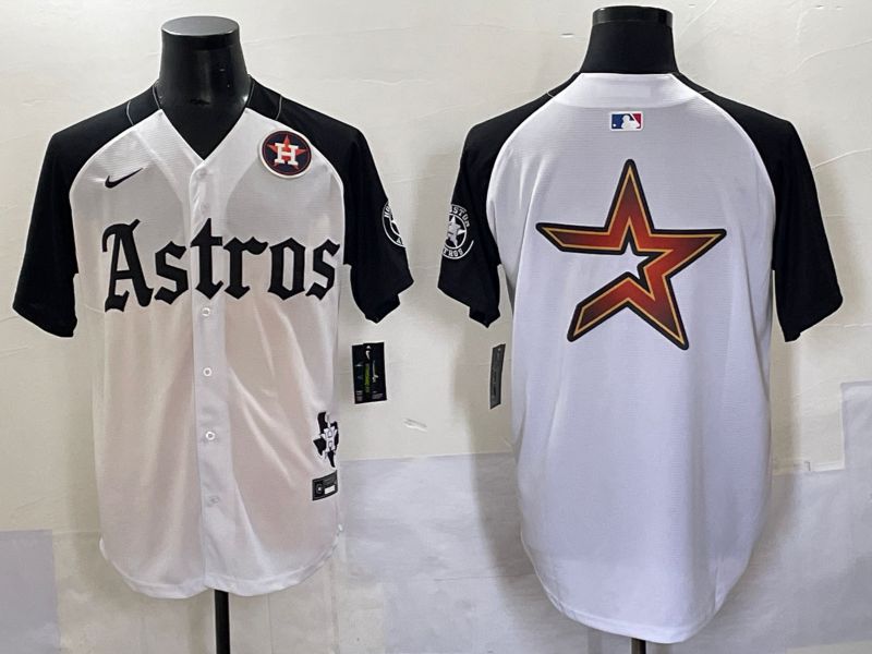 Men 2025 Houston Astros Blank White Black Five generations Joint Name Nike MLB Jersey style 14